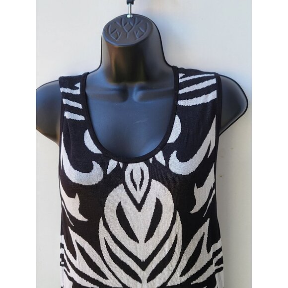 Max Studio Maxi Dress Women Sz L 3910155 Zebra Black White Sleeveless Whimsigoth - Picture 2 of 6